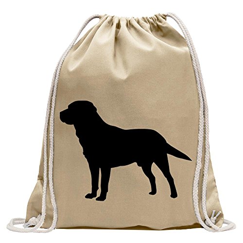 Kiwistar - Turnbeutel - natur - Labrador Hund Retriever - Fun Rucksack Sport Beutel Gymsack Baumwolle mit Ziehgurt von Kiwistar