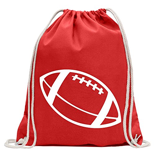 Kiwistar - Turnbeutel - rot - Football - Fun Rucksack Sport Beutel Gymsack Baumwolle mit Ziehgurt von Kiwistar