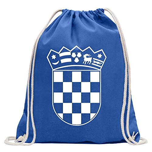 Kiwistar - Turnbeutel - royal - Flagge Kroatien Wappen - Fun Rucksack Sport Beutel Gymsack Baumwolle mit Ziehgurt von Kiwistar