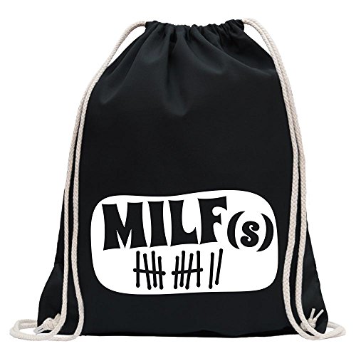 Kiwistar - Turnbeutel - schwarz - MILFs Motiv1 - Fun Rucksack Sport Beutel Gymsack Baumwolle mit Ziehgurt von Kiwistar