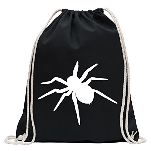 Kiwistar - Turnbeutel - schwarz - Spinne Spider Silhouette 3 - Fun Rucksack Sport Beutel Gymsack Baumwolle mit Ziehgurt von Kiwistar