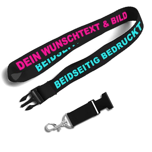 Kiwistar UG - 5x Schlüsselband 25 mm - schwarz - beidseitig bedruckt mit Ihrem eigenen Schriftzug und Foto - individuell personalisiert - Lanyards Geschenkartikel Wunschtext Verein und Konzert von Kiwistar