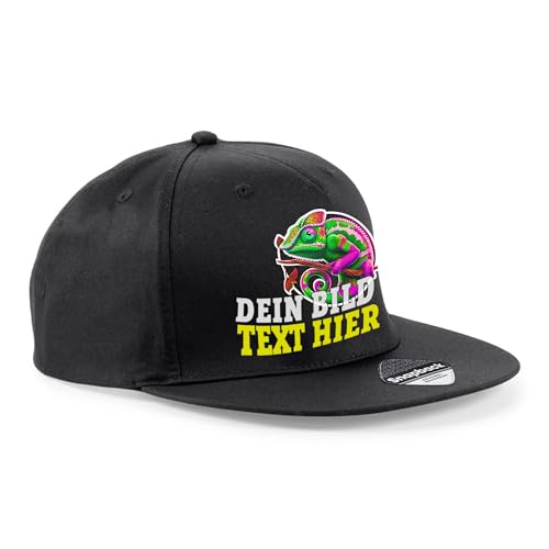 Kiwistar UG - Basecap - schwarz - 5 Panel Snapback Rapper Cap - mit Wunschtext und Foto individuell personalisiert Kiwistar UG - Basecap - schwarz - 5 Panel Snapback Rapper Cap - mit Wunschtext und Foto individuell personalisiert von Kiwistar