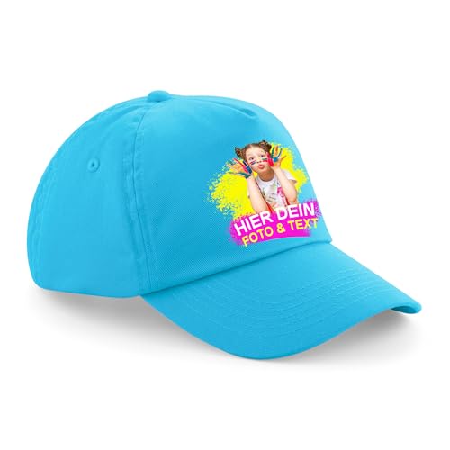 Kiwistar UG - Basecap - türkis Basecap - Junior Original 5 Panel Cap - mit Wunschtext und Foto individuell personalisiert von Kiwistar