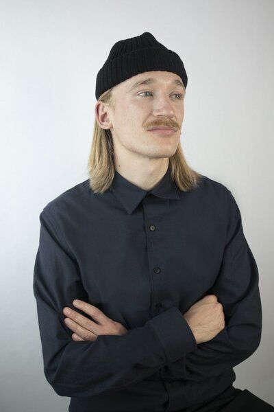 Herren Hemd mit Ananasfaser Weiß Blau Kiwistories von Kiwistories