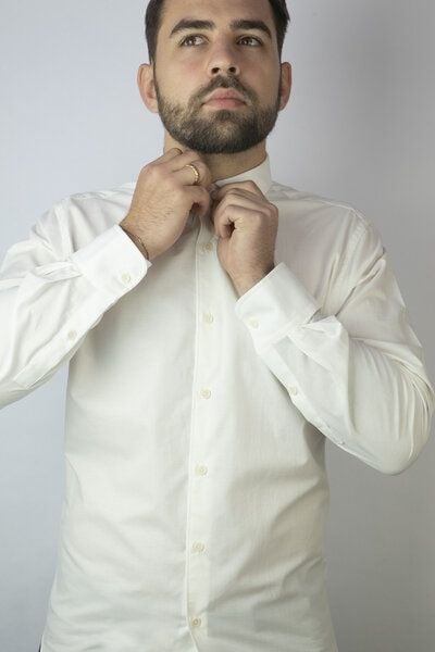 Herren Hemd mit Ananasfaser Weiß Blau Kiwistories von Kiwistories