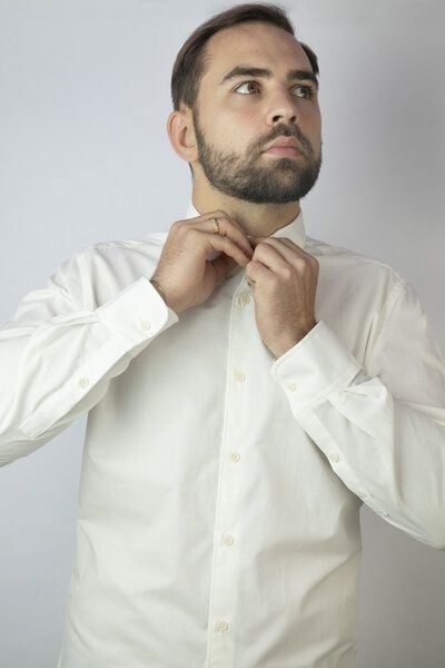 Herren Hemd mit Ananasfaser Weiß Blau Kiwistories von Kiwistories