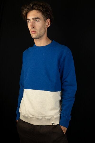 Kiwistories Herren Pullover aus Organic Baumwolle und Hanf- blau undyed von Kiwistories