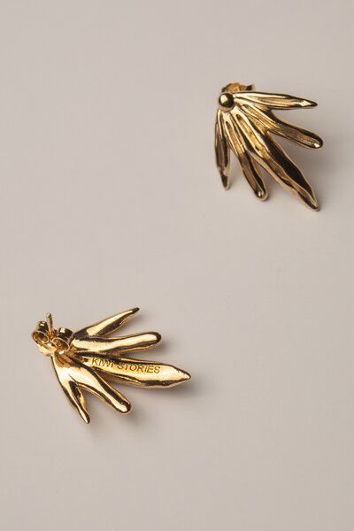 Kiwistories Ohringe Gold Vermeil Leaf von Kiwistories