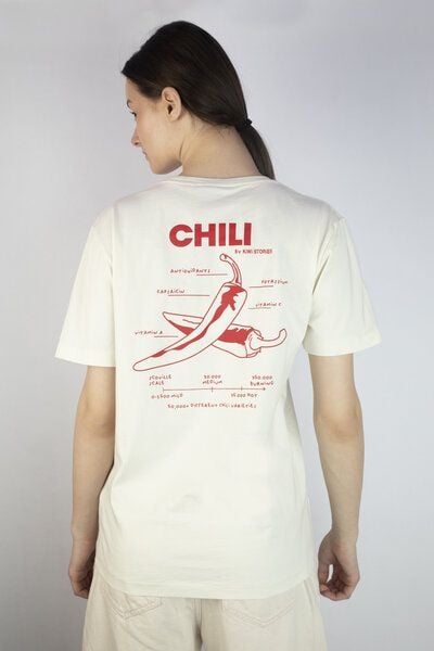 Kiwistories T-Shirt Unisex- 100%Org Baumwolle- Chili Print - weiß von Kiwistories