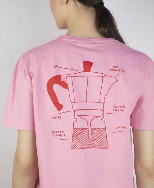 Kiwistories T-Shirt Unisex- 100%Org Baumwolle- Kaffee Print - rosa von Kiwistories