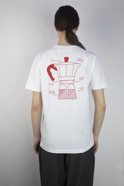Kiwistories T-Shirt Unisex- 100%Org Baumwolle- Kaffee Print - weiß von Kiwistories
