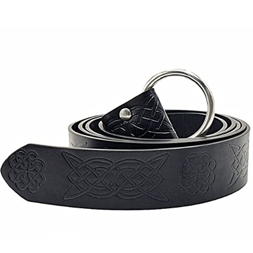 Kiwochy Mittelalterlicher Rittergürtel für Damen Herren Renaissance Gürtel PU-Leder-O-Ring-Gürtel Vintage Cosplay Kostümzubehör für Damen und Herren (Schwarz/) von Kiwochy