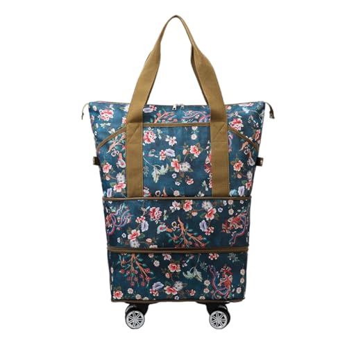 Erweiterbare Faltbare Gepäck-Rolltasche, Reisetasche, wasserdichte Koffer für Damen Ohne Teleskopgriff (Color Three) von Kixnor