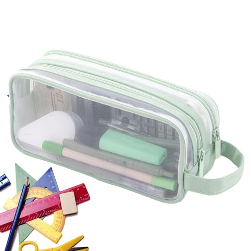 Gitternetz-Federmäppchen für Kinder, Netz-Federmäppchen mit großem Fassungsvermögen - Handheld-Multifunktions-Stifttasche mit 2 Fächern - Handheld-Multifunktions-Bleistifttasche, transparente Make-up- von Kixolazr