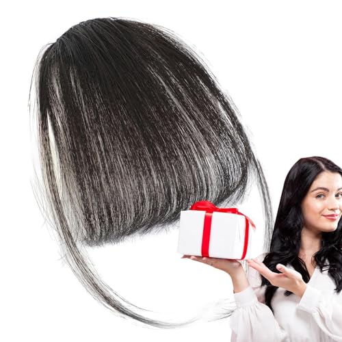 Kixolazr Bang-Extensions Clip-Echthaar, Clip- -Pony-Echthaar,Echthaar-Pony-Erweiterungen | Naturfarbene Fransen-Haarteile, stilvolle Haarverlängerung mit ordentlichem Pony für Mädchen und Frauen von Kixolazr