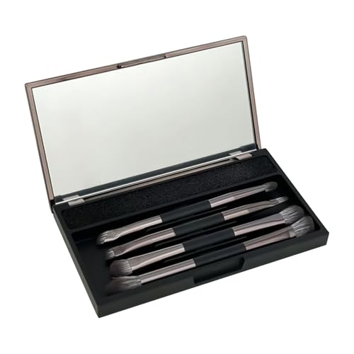 Kixolazr Doppelseitige Make-up-Pinsel, kleines Make-up-Pinsel-Set mit Etui, Kosmetikwerkzeuge mit Reinigungsschwamm, tragbare Damen-Kosmetikwerkzeuge für Gesicht und Augen von Kixolazr
