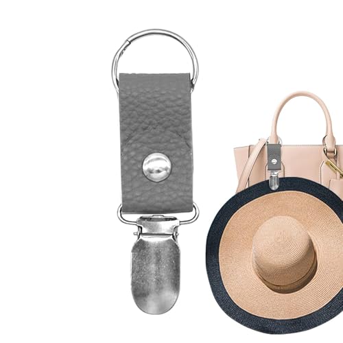 Kixolazr Hut-Clip für Reisen, Entenschnabel-Hut-Clip – PU-Leder-Entenschnabel-Clips zum Halten der Kappe an der Tasche, Handtaschen-Zubehör für Sonnen- und breite Krempe, grau, Refer to description, von Kixolazr