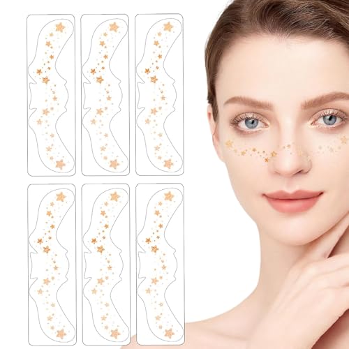 Kixolazr Make-up-Aufkleber, Make-up-Aufkleber für das Gesicht, Langlebige Speckles-Aufkleber, Gesichts-Make-up-Patches, 6er-Set, wasserfeste Aufkleber mit künstlichen Sprenkeln, niedliche von Kixolazr