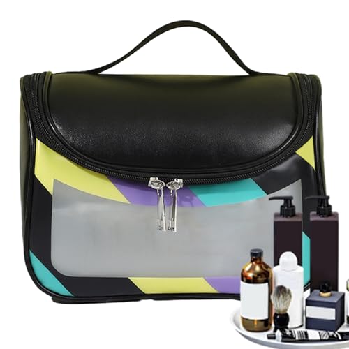 Kixolazr Multifunktionale Kosmetiktasche, Kosmetiktasche, Organizer, großes Fassungsvermögen, Make-up-Tasche, Organizer, tragbare Kosmetiktasche mit Zwei-Wege-Reißverschluss, Schwarz , Refer to von Kixolazr