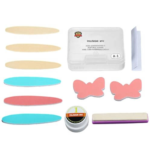 Kixolazr Nagelpolier-Set | Polierwachs Und Puffer Für Naturnägel | Maniküre Zubehör Für Glatte Fingernägel Frauen Damen Anfänger Profis von Kixolazr