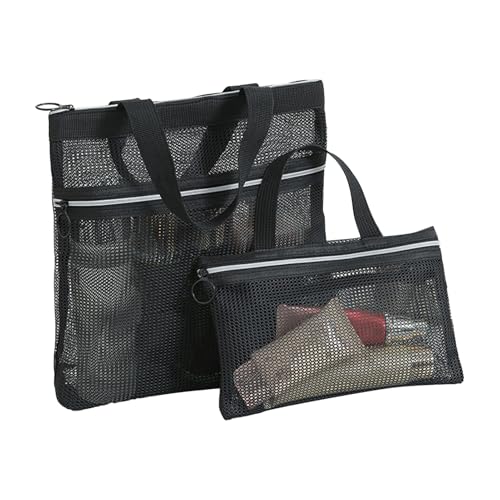 Kixolazr Reise-Kosmetiktasche,Tragbare Mesh Kosmetikbeutel - Reißverschluss Tasche Mit Griff 2er Set Für Festival Arbeit Stadion Urlaub Reisen Schule Flugzeug Konzert von Kixolazr