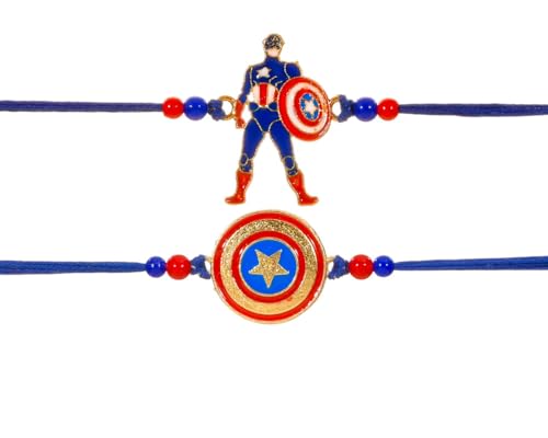 Kizzi® Cap America Rakhi Combo - 2er Set Armband für Kinder | Raksha Bandhan Geschenk für Jungen von Kizzi