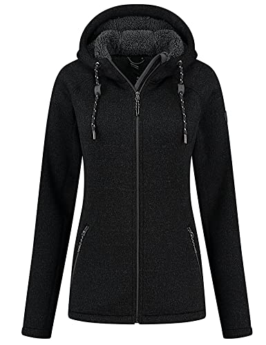 Kjelvik Damen Strickfleecejacke Layla mit Kapuze (40, Schwarz) von Kjelvik