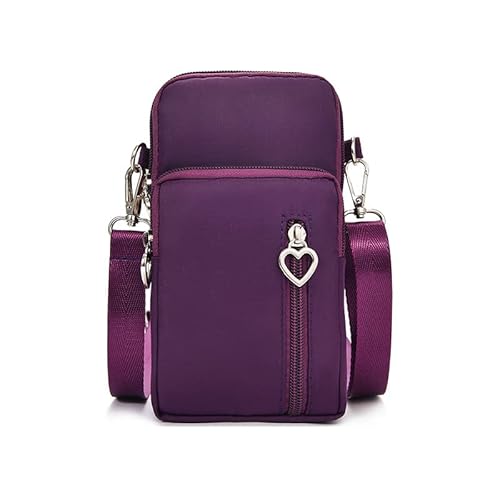 Kkauuope Kleine Umhängetasche für Damen, strapazierfähiges Nylon, große Kapazität, Schultertasche mit integriertem Kopfhöreranschluss, Grapepurple, Umhängetasche von Kkauuope