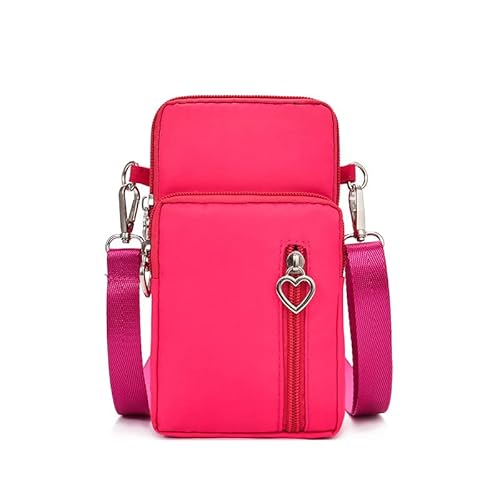 Kkauuope Kleine Umhängetasche für Damen, strapazierfähiges Nylon, große Kapazität, Schultertasche mit integriertem Kopfhöreranschluss, Rosered, Umhängetasche von Kkauuope