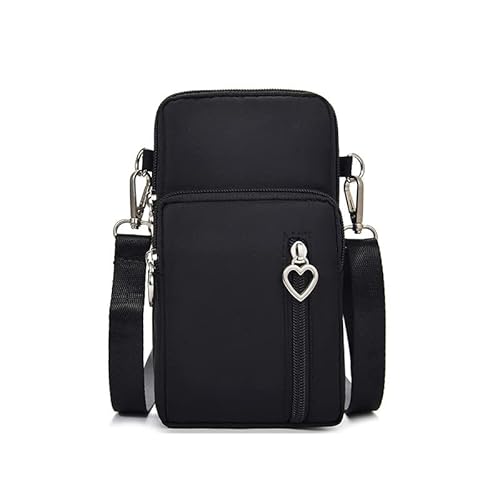Kkauuope Kleine Umhängetasche für Damen, strapazierfähiges Nylon, große Kapazität, Schultertasche mit integriertem Kopfhöreranschluss, Schwarz, Umhängetasche von Kkauuope