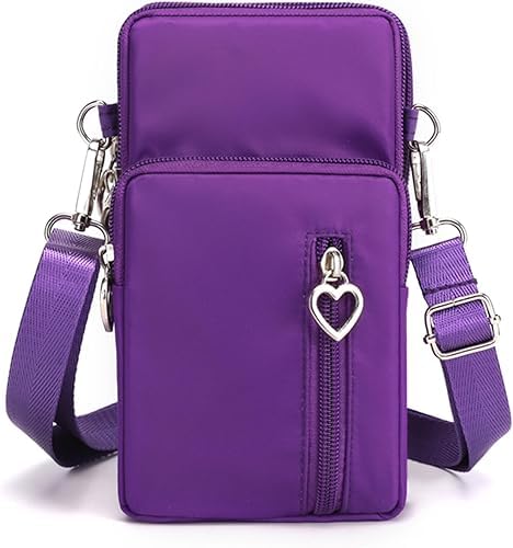 Kkauuope Kleine Umhängetasche für Damen, strapazierfähiges Nylon, große Kapazität, Schultertasche mit integriertem Kopfhöreranschluss, Violett, Umhängetasche von Kkauuope