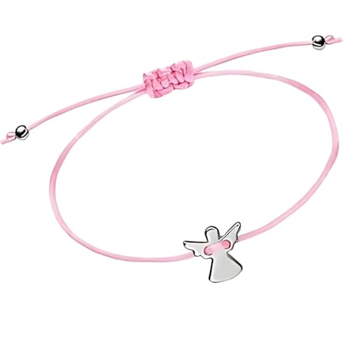 KkvoGmle 1 Stück Schutzengel Armband, Größenverstellbar Engel Armbändchen mit Perlen in Silber, Handmade Freundschafts Armband für Frauen & Mädchen, Schulanfang Geschenke für Mädchen(Rosa) von KkvoGmle