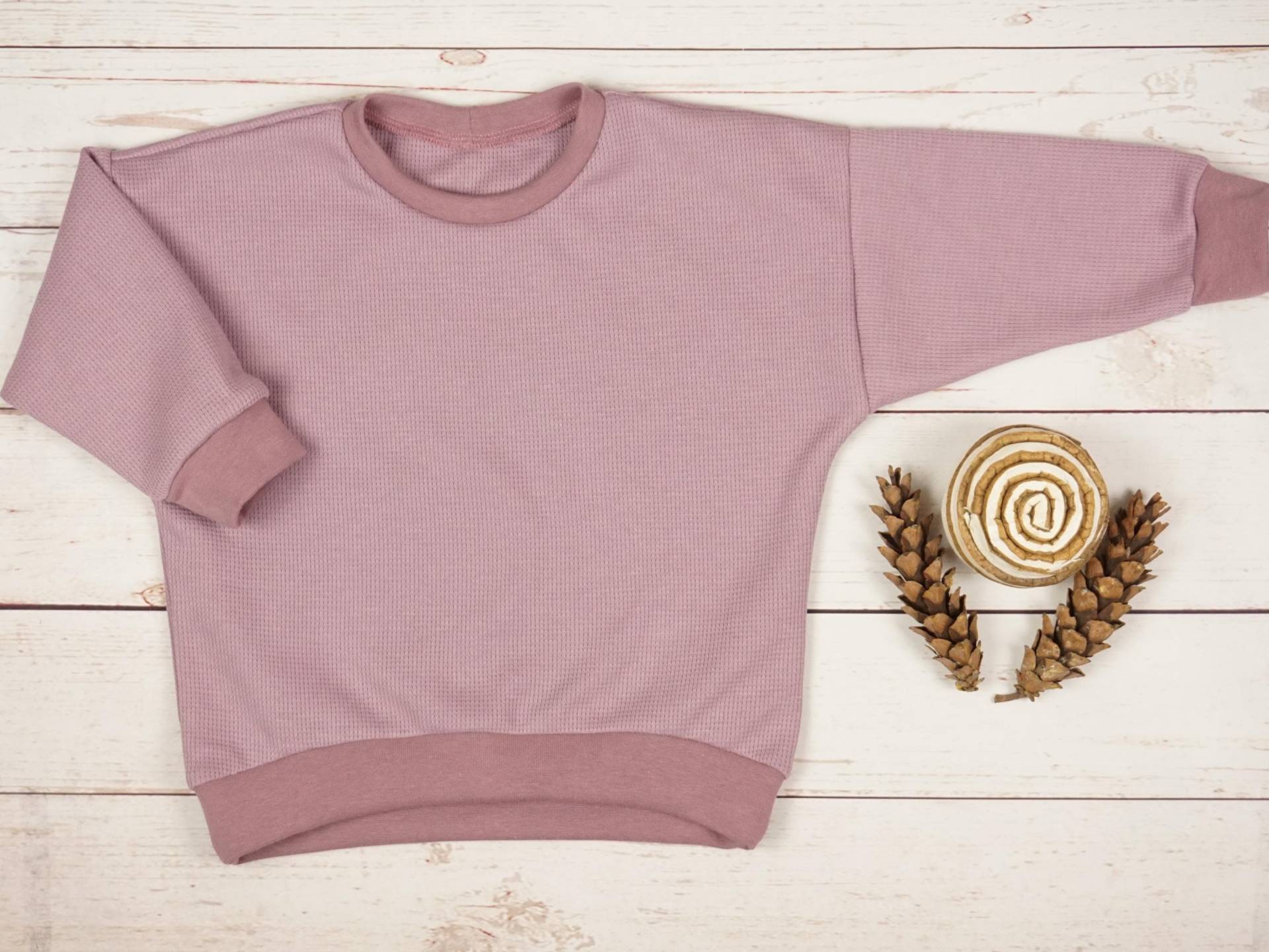 Oversized Pullover Sweatshirt Waffel-strick Handmade Altrosa 56/62/68/74/80/86/92/98/104/110/116 von KlabauterAtelier