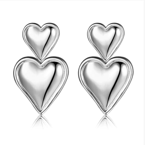 2pcs Minimalistische Geometrische Doppelschichtherzohrringe All Ohrringe Retro Einfach Für Damen Temperament Ohrstollen Ohrschmuck Für Frauen Geeignet von Klaisy