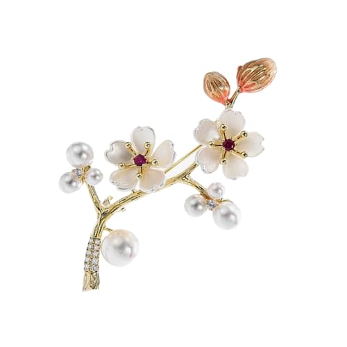 Brosche Muscheln Pflaumenblüten Antik Blumenform Anstecknadel Vielseitiges Schal-Accessoire für Frauen Mode Geschenk Chinesischer antiker Schmuck Accessoire von Klaisy