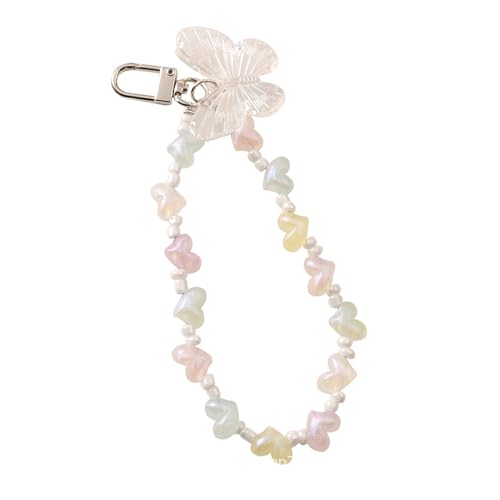 Butterfly Heart Keychain Trendy Bunte Hirse Perlen Lanyards Keyring Mobiltelefonketten Für Frauen Autoschlüsseldekor Schmetterling Schlüsselanhänger Für Frauen von Klaisy