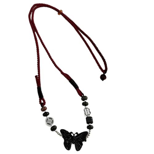 Chinesisch inspiriertes Choker-Halsband mit Schmetterlings-Perlen, modische Schleife, Herz-Halskette, verstellbares Schlüsselbein-Kette, Schmuck, Schmetterlings-Anhänger Chinesisch inspiriertes Choker-Halsband mit Schmetterlings-Perlen, modische Schleife, Herz-Halskette, verstellbares Schlüsselbein-Kette, Schmuck, Schmetterlings-Anhänger von Klaisy