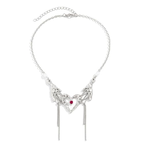 Elegante Halskette mit Herz-Anhänger, zierliche Schlüsselbeinkette, trendige, glitzernde Halskette für den Alltag, Verabredungen, Partys, elegante Halskette für Sie Elegante Halskette mit Herz-Anhänger, zierliche Schlüsselbeinkette, trendige, glitzernde Halskette für den Alltag, Verabredungen, Partys, elegante Halskette für Sie von Klaisy