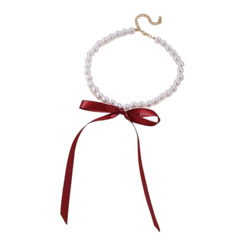 Elegante Halskette mit Schleife, modisches Schlüsselbein-Kette, Choker, Perlenhalsband, Schmuck, Halsband, Schlüsselbein-Kette, Halskette, Hals-Kette für Damen Elegante Halskette mit Schleife, modisches Schlüsselbein-Kette, Choker, Perlenhalsband, Schmuck, Halsband, Schlüsselbein-Kette, Halskette, Hals-Kette für Damen von Klaisy