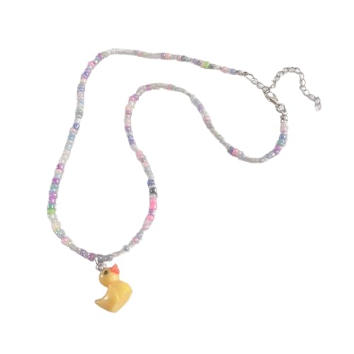 Entenform Pendant Halskette Kontrast Gefärbte Perlen Halsketten Regenbogen Perlen Halshöhe Schmuck Jubiläum Geburtstagsgeschenk von Klaisy