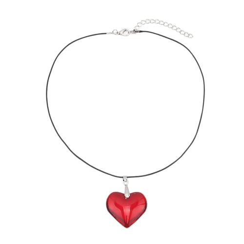 Exquisite Wachsschnur-Halskette, Glasherz, Anhänger, Choker, Liebesform, Schlüsselbeinkette für modische Personen, trendiger Anhänger, Halskette, Schmuck Exquisite Wachsschnur-Halskette, Glasherz, Anhänger, Choker, Liebesform, Schlüsselbeinkette für modische Personen, trendiger Anhänger, Halskette, Schmuck von Klaisy