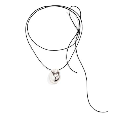 Exquisite Wachsschnur-Halskette, geometrischer Anhänger, Choker, Eierform, Schlüsselbeinkette für modische Personen, Wachsschnur-Halskette Exquisite Wachsschnur-Halskette, geometrischer Anhänger, Choker, Eierform, Schlüsselbeinkette für modische Personen, Wachsschnur-Halskette von Klaisy