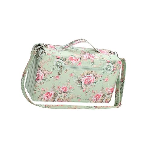 Klaisy 120 Fächer, großes Fassungsvermögen, mehrschichtiges Marker-Etui mit Schultergurt, Leder-Kunstmarker, Tragetasche, Marker-Organizer, Aquarellstifthalter, lichtgrün von Klaisy