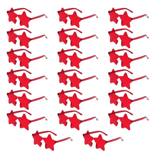 Klaisy 20 bunte Stern-Sonnenbrillen, Sonnenschutz, leichte Sonnenbrille für verschiedene Aktivitäten, trendig, Rote Folie von Klaisy