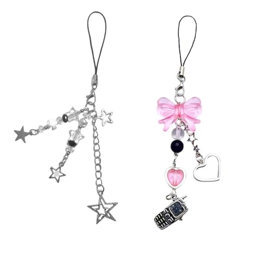 Klaisy 2pcs Star Telefon Bowknot Telefon Charme Straps Autoschlüssel Hängende Anhänger Bag Dekoration Lanyard Geldbeutel Zubehör Anhänger Charm Dekoration Klaisy 2pcs Star Telefon Bowknot Telefon Charme Straps Autoschlüssel Hängende Anhänger Bag Dekoration Lanyard Geldbeutel Zubehör Anhänger Charm Dekoration von Klaisy