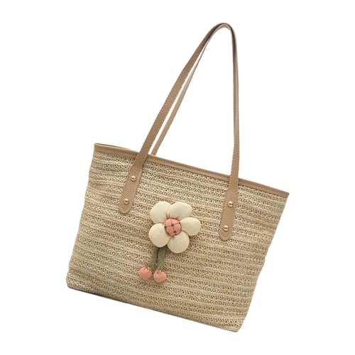 Klaisy All-matching Handbag For Women Straw Shoulder Bag Large Capacity Achselhöhle Female Vacation Stylish Beach Women Straw Shoulder Beach Handwoven Handbag Stylish Armpit, khaki, One Size von Klaisy