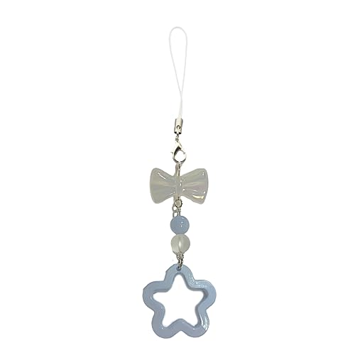 Klaisy Buntes Bowknot Telefon Lanyard Gurt Perlen Keychain Telefon Anhänger Acrylmaterial Stern Telefon Schmuck Für Anti Lost von Klaisy