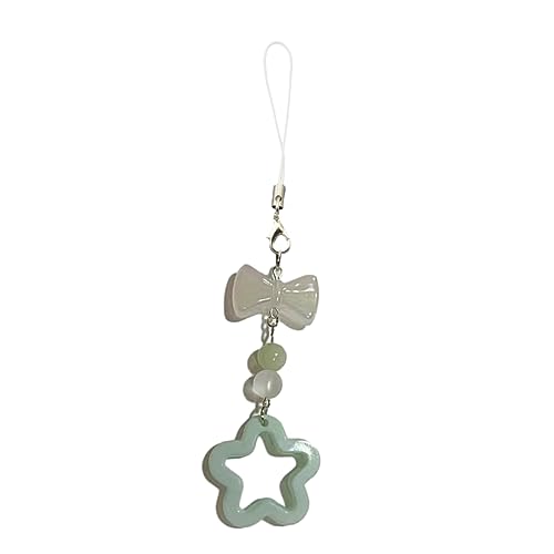 Klaisy Buntes Bowknot Telefon Lanyard Gurt Perlen Keychain Telefon Anhänger Acrylmaterial Stern Telefon Schmuck Für Anti Lost von Klaisy