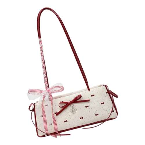 Klaisy Damen PU Leder Unterarm Schultertasche Leichte Handtasche mit Schleife Dekor für Arbeit Pendeln Reisen Essentials PU Leder Handtasche, beige, One Size von Klaisy